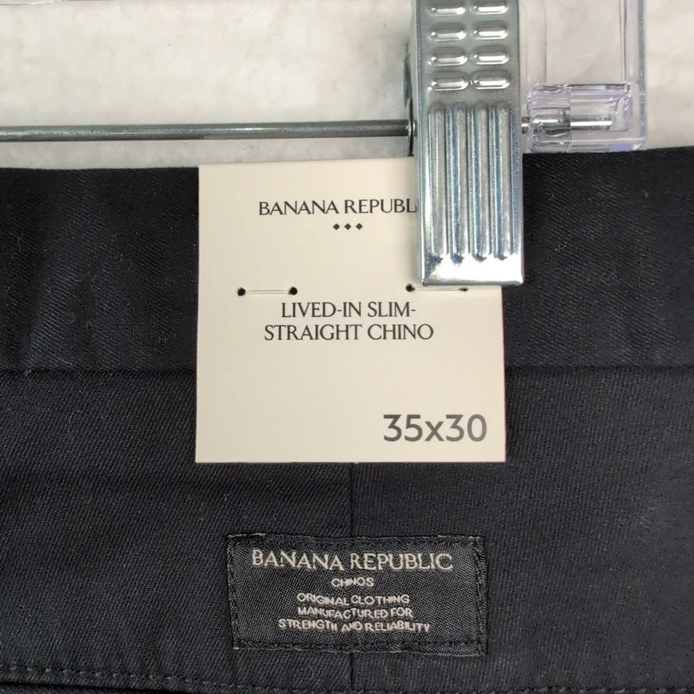 NWT‎ Banana Republic Lived In Slim Straight Chino Pants Men's 35x30 Black